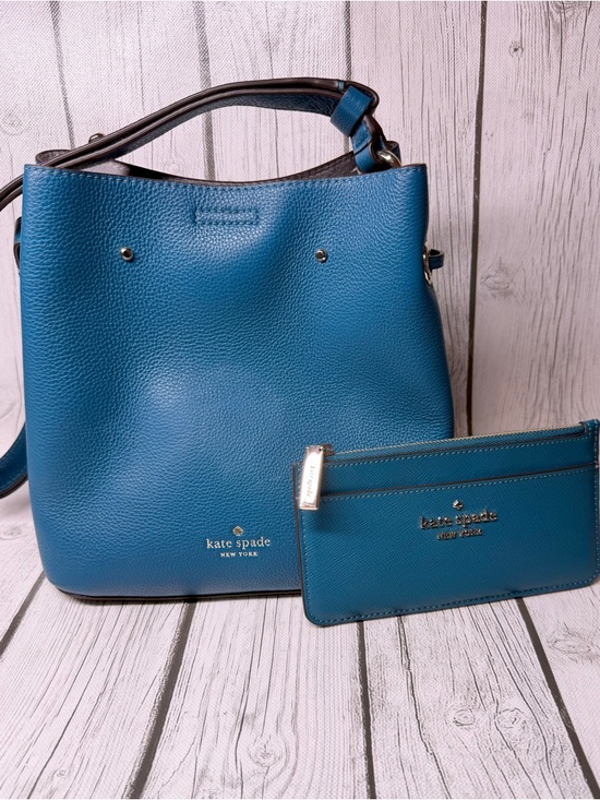 kate spade Handbags - PRE LOVED Kate Spade Bucket Bag & Card Wallet Bundle Pebble Leather Dark Peaco